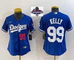 Women 2024 World Series Champions patch Los Angeles Dodgers #99 Kelly Nike blue majestic baseball Jersey-BD 01