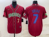 2023 World Cup Mexico #7 Julio Urias red blank majestic baseball jerseys 13