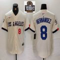 Nike Los Angeles Dodgers #8 Enrique Hernandez beige fashion MLB baseball Jersey 03