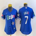 Youth 2023 World Cup Mexico #7 Julio Urias blue majestic baseball jerseys 001