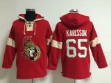 Ottawa Senators #65 Erik Karlsson Red Ice Hockey Hooded Sweatshirt