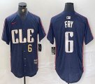 Nike Cleveland Indians #6 Fry blue majestic baseball jersey -BD 02