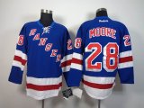 New York Rangers 28# Moore Blue hockey Jersey