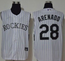 Nike Colorado Rockies #28 Nolan Arenado White mlb jersey with not sleeves