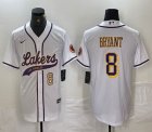 Nike Los Angeless Lakers #8 Kobe Bryant yellow baseball jerseys Joint name-BD 01