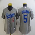 Los Angeles Dodgers #5 Freddie Freeman gray Youth majestic baseball jersey