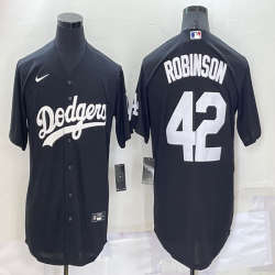 Los Angeles Dodgers #42 Jackie Robinson black majestic baseball Jerseys-BD