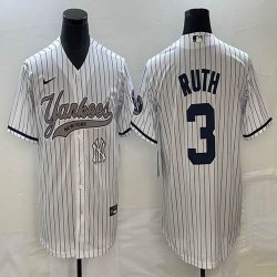 Nike New York Yankees #3 Babe Ruth white majestic baseball Jersey Joint name 02