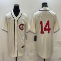 Nike Cincinnati Reds #14 beige throwback mlb jerseys-BD