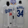 Nike Los Angeles Dodgers 34 Fernando Valenzuela white Flexbase Authentic Collection Jersey 2020 Dodger World Series Champions