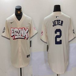 Nike New York Yankees #2 Derek Jeter beige majestic baseball Jersey Joint name