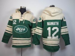 New York Jets #12 Joe Namath green beige nfl Hooded Sweatshirt