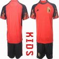 2022 World cup Belgium red kid soccer uniforms home