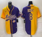 Nike Los Angeless Lakers #8 Kobe Bryant purple yellow splits baseball jerseys Joint name-BD 03