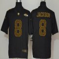 Custom Nike Baltimore Ravens #8 Lamar Jackson Black Color Rush Limited Jerseys Flocking Leopard-WL