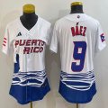 Women Puerto Rico #9 Baseball Javier Báez White 2023 World Baseball Classic Replica Player Jersey 06