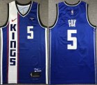 Nike Sacramentoics Kings #5 De Aaron Fox blue NBA Basketball Jerseys city version -XD