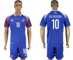 2018 World cup Iceland team #10 SIGURDSSON blue soccer jersey home