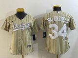 Women Los Angeles Dodgers #34 Fernando Valenzuela green majestic baseball Jerseys -BD 01