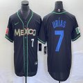 2023 World Cup Mexico #7 Julio Urias black majestic baseball jerseys 138