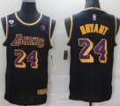 Customized Nike Los Angeles Lakers #24 Kobe Bryant black nba basketball jersey With KB patch-BD