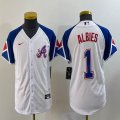 Youth Nike Anaheim Angels #1 Ozzie Albies white blue majestic baseball city version