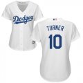 Women Los Angeles Dodgers #10 Justin Turner white majestic baseball jersey