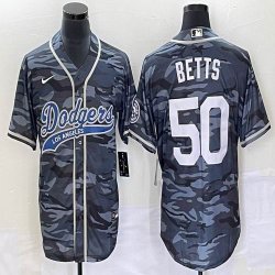 Nike Los Angeles Dodgers #50 Mookie Betts gray camo majestic baseball Jerseys Joint name -BD