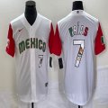 2023 World Cup Mexico #7 Julio Urias white red majestic baseball jerseys 25