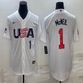 2023 World Cup #1 Jeff McNeil white USA majestic baseball jerseys 04