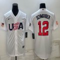 2023 World Cup #12 Kyle Schwarber white USA majestic baseball jerseys 10