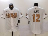 Nike Saints #12 Olave white baseball jerseys Joint Name