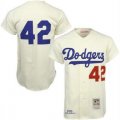 Dodgers #42 Jackie Robinson Cream 1955 mlb throwback jersey