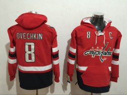 2017 Washington Capitals #8 Alex Ovechkin Red hockey Hooded Sweatshirt