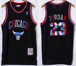 Chicago Bulls #23 Michael Jordan black throwback basketball Jerseys Color font -XD