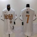 Nike Saints #7 Hill white baseball jerseys Joint Name 01