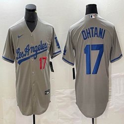 Los Angeles Dodgers #17 Shohei Ohtani Nike gray majestic baseball Jersey 02