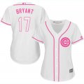 2017 Women Chicago Cubs #17 Kris Bryant white majestic mlb jersey