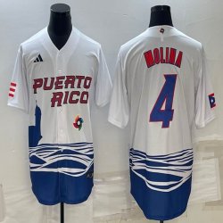 Puerto Rico Baseball #4 Yadier Molina White 2023 World Baseball Classic Replica Player Jersey 07