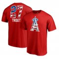 Men's Los Angeles Angels Mike Trout Fanatics Branded Red 2018 Memorial Day Banner Wave Player T-Shirt