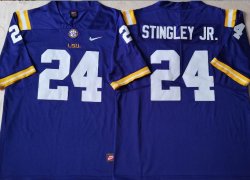 Nike LSU Tigers #24 Derek Stingley Jr. purple NCAA football jerseys