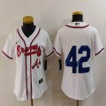 Women Nike Atlanta Braves #42 white majestic baseball jerseys 01