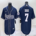 Nike Dallas Cowboys #7 Trevon Diggs blue baseball jerseys Joint name-BD