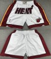 Miami Heat white red nba shorts -XD