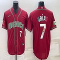 2023 World Cup Mexico #7 Julio Urias red blank majestic baseball jerseys 21