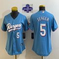 2023 Champions Women Nike Texas Rangers #5 Corey Seager skyblue majestic baseball jerseys 01