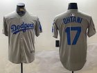 Los Angeles Dodgers #17 Shohei Ohtani Nike gray fashion majestic baseball Jersey -BD