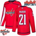 Custom Adidas Washington Capitals #21 Maruk red hockey Champion version