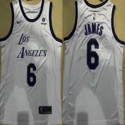 Nike Los Angeles Lakers #6 LeBron James white basketball jersey-XD