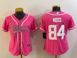 Women Nike Minnesota Vikings #84 Randy Moss pink baseball jerseys Joint name-BD